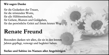 Traueranzeige von Renate Freund von Rothenburg