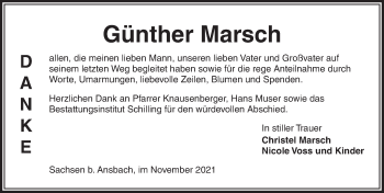 Traueranzeige von Günther Marsch von Ansbach