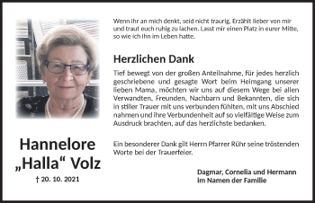 Traueranzeige von Hannelore  Volz von Ansbach