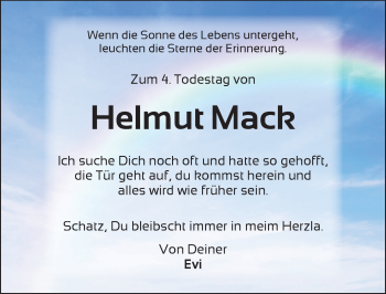 Traueranzeige von Helmut Mack von Dinkelsbühl/ Feuchtwangen