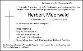 Traueranzeige von Herbert Meerwald von GE