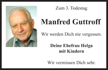 Traueranzeige von Manfred Guttroff von Neustadt/ Scheinfeld/ Uffenheim