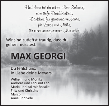 Traueranzeige von Max Georgi von Dinkelsbühl/ Feuchtwangen