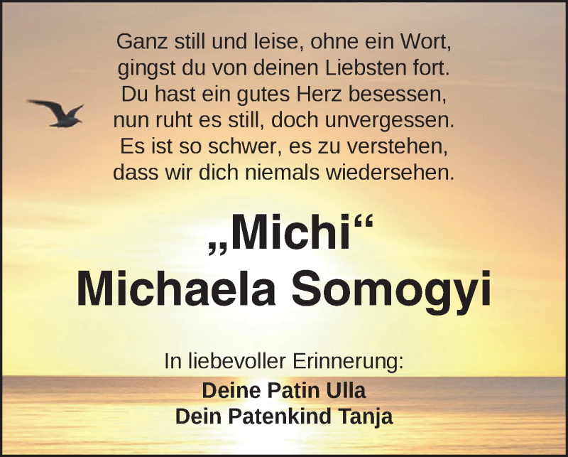  Traueranzeige für Michaela Somogyi vom 11.11.2021 aus Dinkelsbühl/ Feuchtwangen