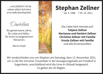 Traueranzeige von Stephan Zellner von Neustadt/ Scheinfeld/ Uffenheim