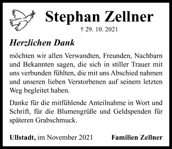 Traueranzeige von Stephan Zellner von Neustadt/ Scheinfeld/ Uffenheim