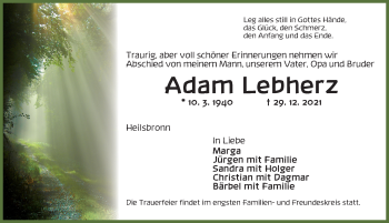 Traueranzeige von Adam Lebherz von Ansbach