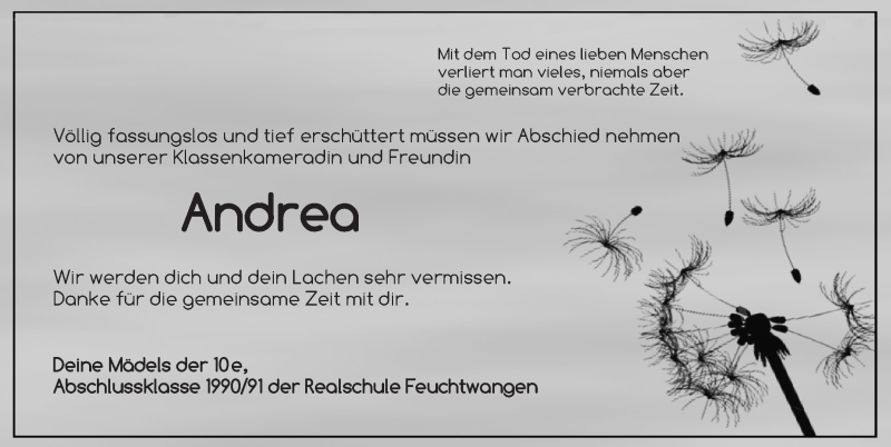  Traueranzeige für Andrea Grünbauer vom 24.12.2021 aus Dinkelsbühl/ Feuchtwangen