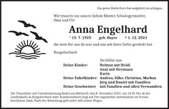 Traueranzeige von Anna Engelhard von Ansbach