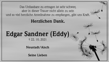 Traueranzeige von Edgar Sandner von Neustadt/ Scheinfeld/ Uffenheim