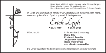 Traueranzeige von Erich Leyh von Dinkelsbühl/ Feuchtwangen