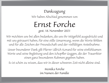 Traueranzeige von Ernst Forche von Dinkelsbühl/ Feuchtwangen