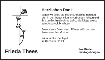 Traueranzeige von Frieda Thees von Dinkelsbühl/ Feuchtwangen