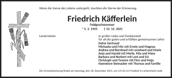 Traueranzeige von Friedrich Käfferlein von Dinkelsbühl/ Feuchtwangen