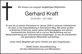 Traueranzeige von Gerhard Kraft von Dinkelsbühl/ Feuchtwangen