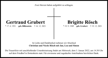 Traueranzeige von Gertraud Grubert von Neustadt/ Scheinfeld/ Uffenheim