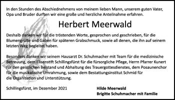 Traueranzeige von Herbert Meerwald von GE