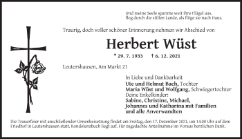 Traueranzeige von Herbert Wüst von Ansbach