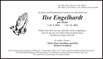 Traueranzeige von Ilse Engelhardt von Dinkelsbühl/ Feuchtwangen