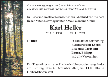 Traueranzeige von Karl Heller von Neustadt/ Scheinfeld/ Uffenheim