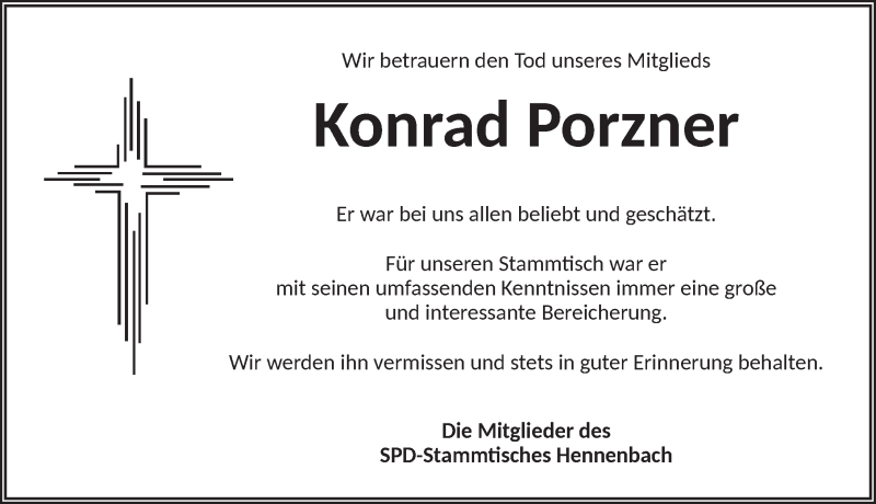  Traueranzeige für Konrad Porzner vom 06.12.2021 aus Ansbach