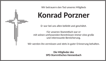 Traueranzeige von Konrad Porzner von Ansbach