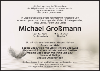 Traueranzeige von Michael Großmann von Ansbach