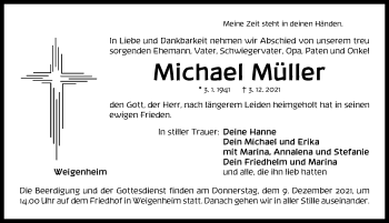 Traueranzeige von Michael Müller von Neustadt/ Scheinfeld/ Uffenheim