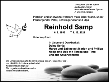 Traueranzeige von Reinhold Samp von Dinkelsbühl/ Feuchtwangen