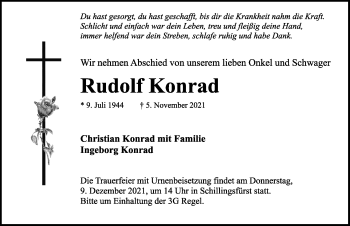 Traueranzeige von Rudolf Konrad von Rothenburg