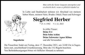 Traueranzeige von Siegfried Herber von Neustadt/ Scheinfeld/ Uffenheim