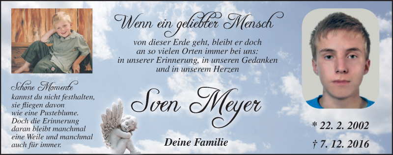  Traueranzeige für Sven Meyer vom 07.12.2021 aus Ansbach