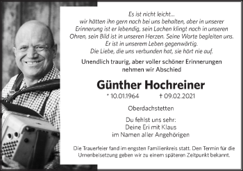 Traueranzeige von Günther Hochreiner von GE