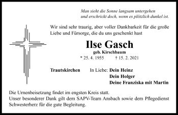 Traueranzeige von Ilse Gasch von Neustadt/ Scheinfeld/ Uffenheim