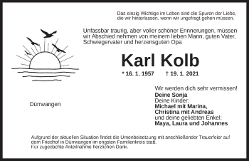 Traueranzeige von Karl Kolb von Dinkelsbühl/ Feuchtwangen