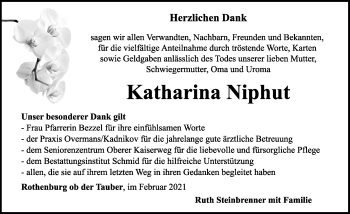 Traueranzeige von Katharina Niphut von Rothenburg