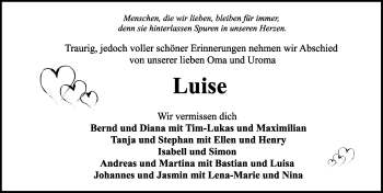 Traueranzeige von Luise  von Rothenburg