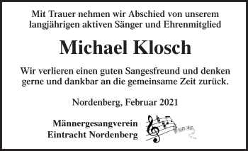 Traueranzeige von Michael Klosch von Rothenburg