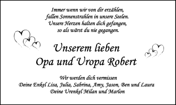 Traueranzeige von Robert  von Rothenburg