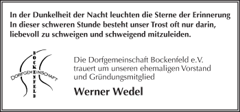 Traueranzeige von Werner Wedel von Rothenburg