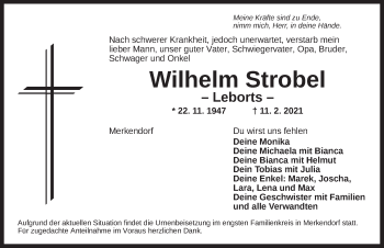 Traueranzeige von Wilhelm Strobel von Ansbach