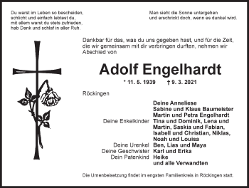 Traueranzeige von Adolf Engelhardt von Dinkelsbühl/ Feuchtwangen