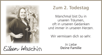 Traueranzeige von Eileen Waschin von Ansbach