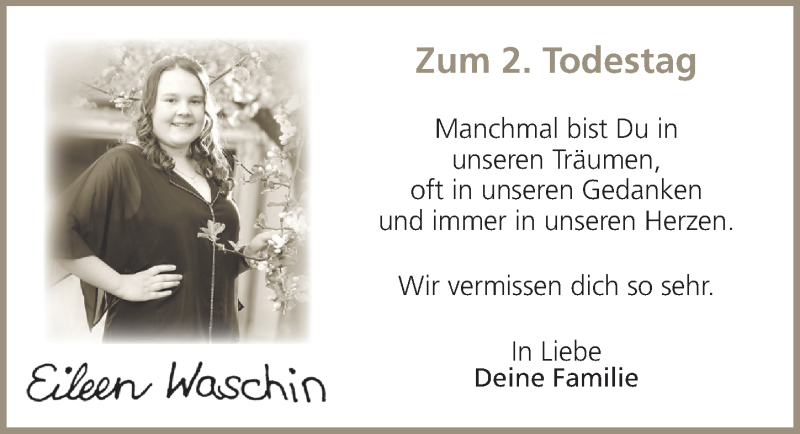  Traueranzeige für Eileen Waschin vom 20.03.2021 aus Ansbach