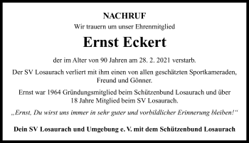 Traueranzeige von Ernst Eckert von Neustadt/ Scheinfeld/ Uffenheim