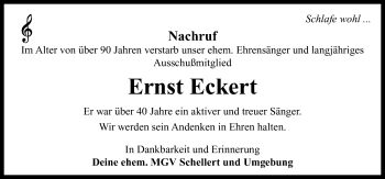 Traueranzeige von Ernst Eckert von Neustadt/ Scheinfeld/ Uffenheim