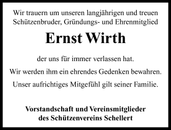 Traueranzeige von Ernst Wirth von Neustadt/ Scheinfeld/ Uffenheim