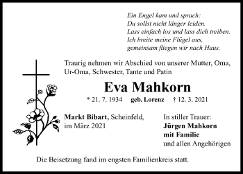 Traueranzeige von Eva Mahkorn von Neustadt/ Scheinfeld/ Uffenheim