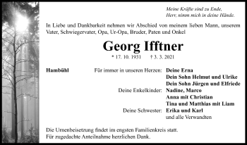 Traueranzeige von Georg Ifftner von Neustadt/ Scheinfeld/ Uffenheim