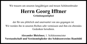 Traueranzeige von Georg Ifftner von Neustadt/ Scheinfeld/ Uffenheim